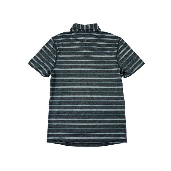 Lululemon Evolution Polo Shirt Mens Size Medium M Gray Striped Short Sleeve Golf - Picture 5 of 6